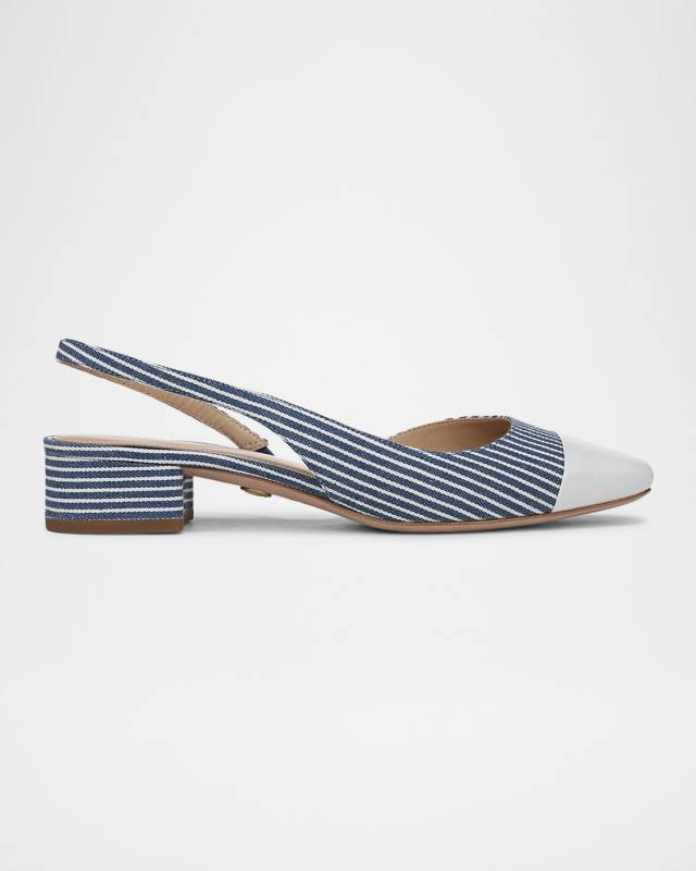 Cecile Stripe Slingback Ballerina Pumps